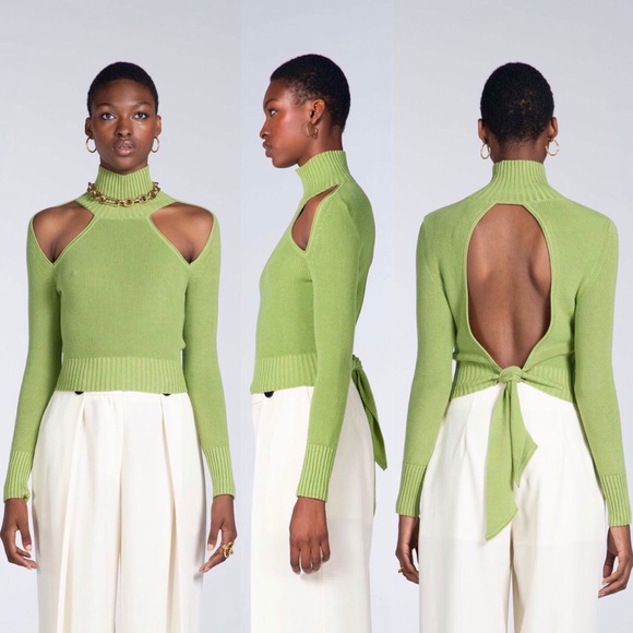 Attire The Studio Green Organic Cutout Sweater - Picture 5 of 5